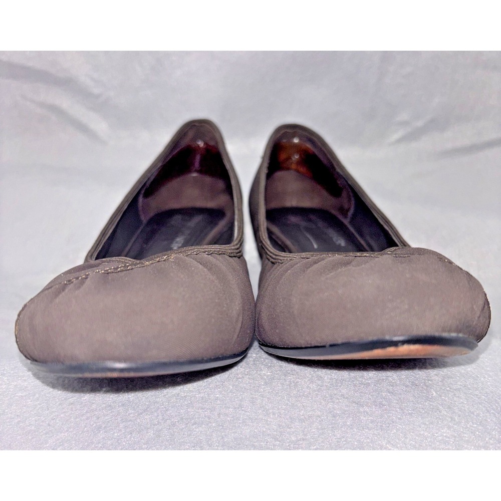 Donald J Pliner YESS Brown Stretchy Ruched Wedge Heal Shoes Women's 8.5 EUC - Picture 6 of 16